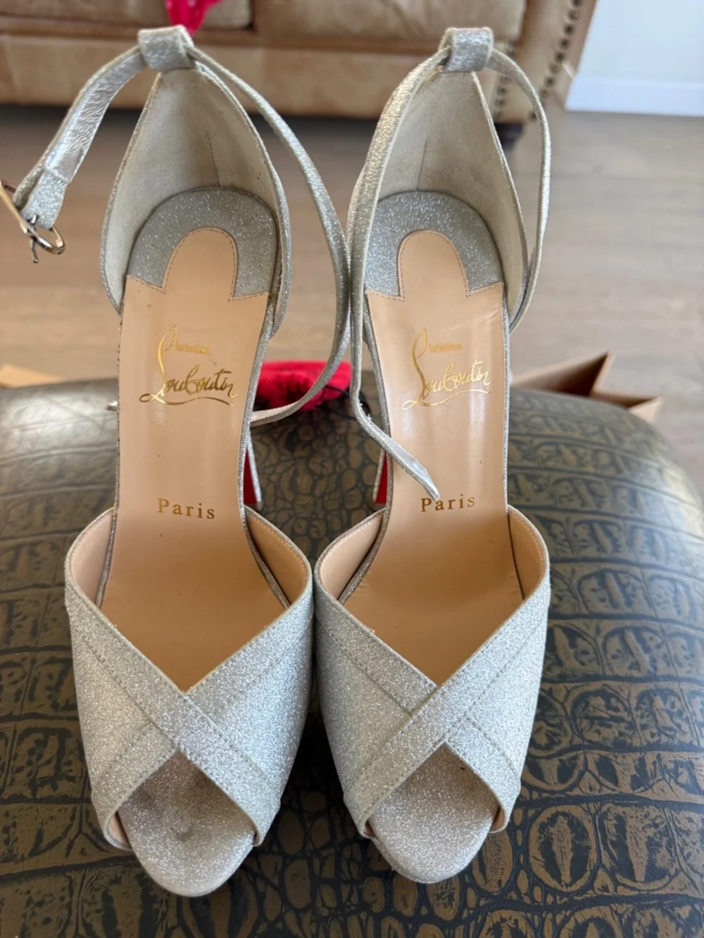Christian Louboutin Glitter 150 Silver Pumps - Picture 6 of 17